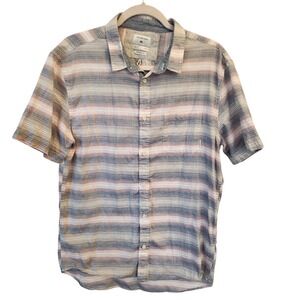 Quiksilver Mens Striped Short Sleeve Button Up‎ Casual Shirt L